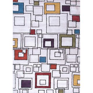 Hand tufted Contemporary Abstract Pattern Ivory Rug (36 X 56)