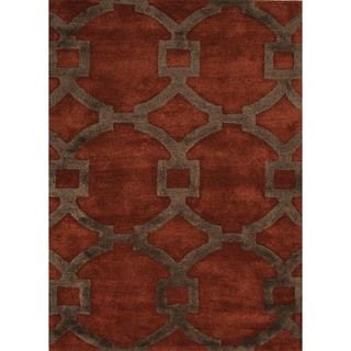 Hand tufted Modern Geometric Wool/ Silk Rug (8 X 11)