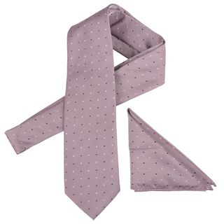 Vance Mens Dot Print Silk Touch Lavender Microfiber Tie And Hanky Set