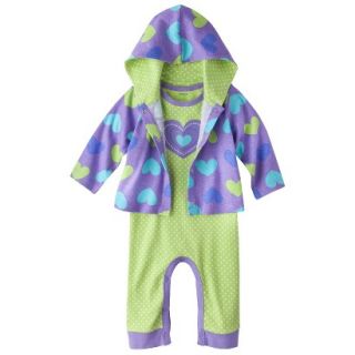 Gerber Onesies Newborn Girls Hearts Coverall and Jacket Set   Purple/Green 0 3