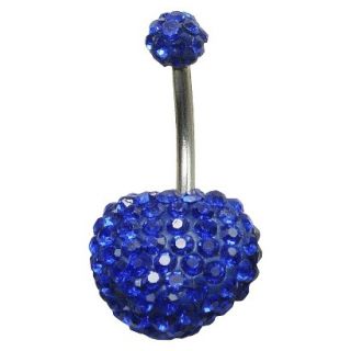Womens Supreme Jewelry Curved Barbell Belly Ring with Stones   Silver/Blue
