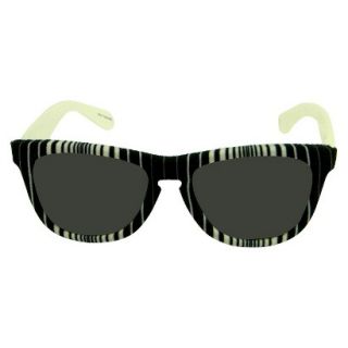 Cat Surf Sunglasses with Vertical Lines Print   Black