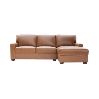 Leather Possibilities Track Arm Sofa/Chaise Sectional, Sahara