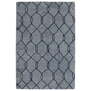 Hand tufted Utopia Tile Blue Wool Rug (96 X 136)