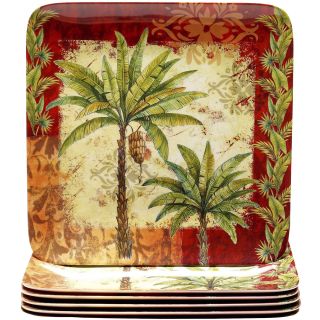 Sunset Palm Set of 6 Melamine Dinner Plates