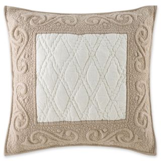 Trapunto 18 Square Decorative Pillow, Ivory