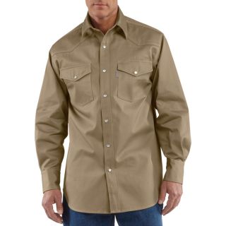 Carhartt Ironwood Snap Front Twill Work Shirt   Khaki, Large, Model S209
