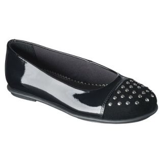 Girls Rachel Shoes Ava Patent Studded Flat   Black 2