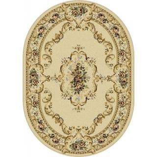 Lagoon Beige Oval Traditional Area Rug