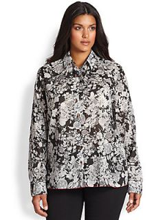 Johnny Was, Sizes 14 24 Floral Button Front Blouse  