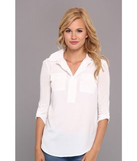 kensie Soft Crepe Top Womens Blouse (White)