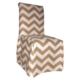 Chevron Dining Room Chair Slipcover   Brown/White