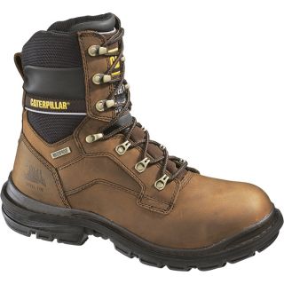 CAT Generator 8 Inch Waterproof Steel Toe Work Boot   Dark Brown, Size 9 Wide,