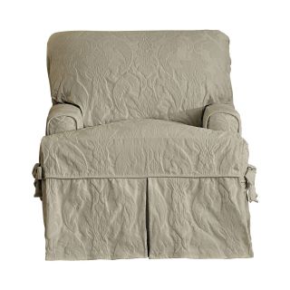 Sure Fit Matelassé Damask 1 pc. T Cushion Chair Slipcover, Linen