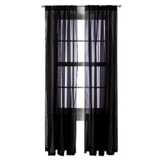 Room Essentials Voile Window Sheer Pair   Black (60x84)