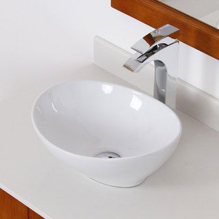 Elite White Ceramic Oval Bathroom Sink