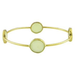 22K Gold Plated Brass 13mm Green Chalcedony Bangle