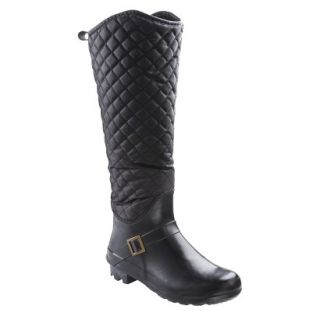 Womens Quilted Rain Boots   Black 6