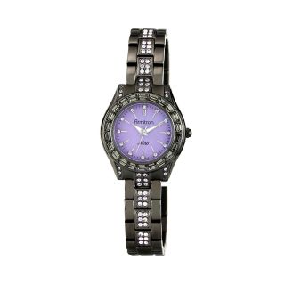 Armitron Now Womens Black & Purple Crystal Accent Watch, Gunmetal