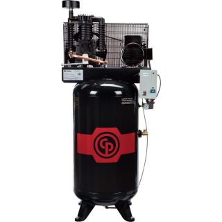 Chicago Pneumatic Reciprocating Air Compressor   5 HP, 80 Gallon, 208 230 Volt,