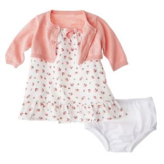 Cherokee Newborn Infant Girls 3Pc Floral Dress Set   White/Pink 6 9 M