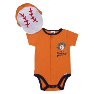 Gerber Newborn Boys Baseball Bodysuit and Hat Set   Orange 6 9 M