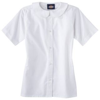 Dickies Girls School Uniform Short Sleeve Peter Pan Blouse   White L