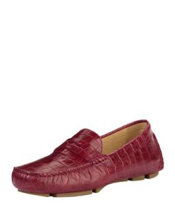 Womens Trillby Croc Print Driver, Red/Gold   Cole Haan