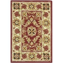 Hand hooked Chelsea Fall Tabriz Red Wool Rug (18 X 26)