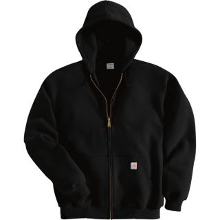 Carhartt Hooded Zip Front Sweatshirt   Black, 3XL, Big Style, Model K122