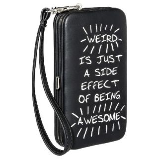 Prined Phone Case Wallet with Removable Wristlet Strap   Black