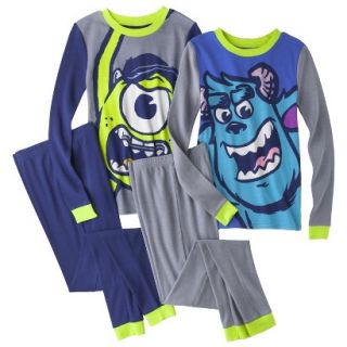 Disney Monsters Inc. Boys 4 Piece Long Sleeve Pajama Set   Gray 8