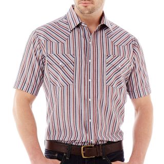 Ely Cattleman Short Sleeve Stripe Snap Shirt, Brown, Mens