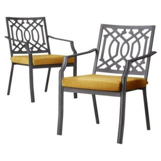 Threshold 2 Piece Yellow Metal Chair Patio Furniture Set, Harper Collection