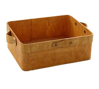 American Metalcraft 8 1/2 Rectangular Basket with Handles   Poplar Wood