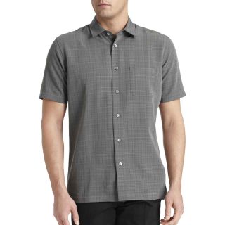 Van Heusen Short Sleeve Rayon Shirt, Black, Mens