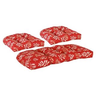 3 Piece Outdoor Wicker Conversation/Deep Seating Cushion Set   Red/Tan Floral
