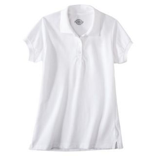 Dickies Girls Short Sleeve Pique Polo   White 18/20