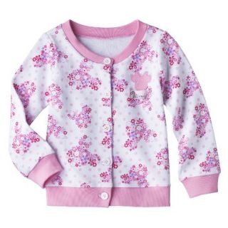 Disney Minnie Mouse Infant Toddler Girls Floral Cardigan   White/Pink 5T