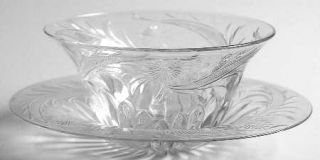 Unknown Crystal Unk9400 Finger Bowl & Underplate   Floral,Vertical,Cut Stem&Foot
