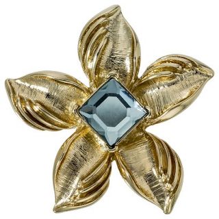 Lonna & Lilly Gold Flower Pin with Stone  Gold/Blue