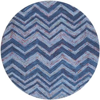Safavieh Handmade Nantucket Blue/ Multi Cotton Rug (6 Round)