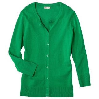Merona Petites Long Sleeve Crew Neck Cardigan Sweater   Green XLP