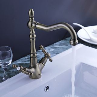 Antique Inspired Solid Brass Kitchen Faucet (Antique Brass Finish)