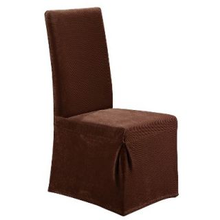 Sure Fit Stretch Pique Long Dining Room Chair Slipcover   Chocolate