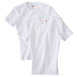 Hanes Premium Mens 2pk Compression Slim Fit Crew Neck T Shirts   White L