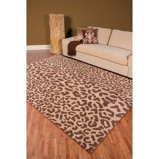 Hand tufted Leopard Brown Wool Rug (5 X 8)