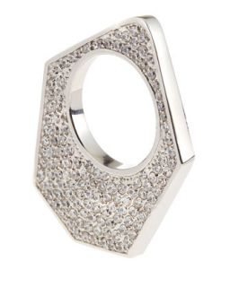 Pave Medium Flat Triangle Ring, Silver, Size 7