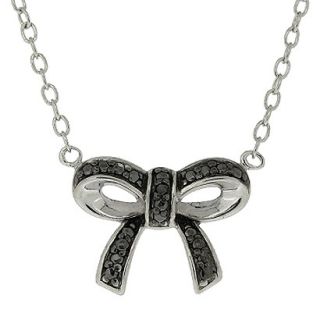 Sterling Silver Diamond Accent Bow Necklace   Black