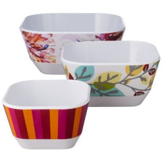 Room Essentials 3 Piece Floral Nesting Bowl   White/Red